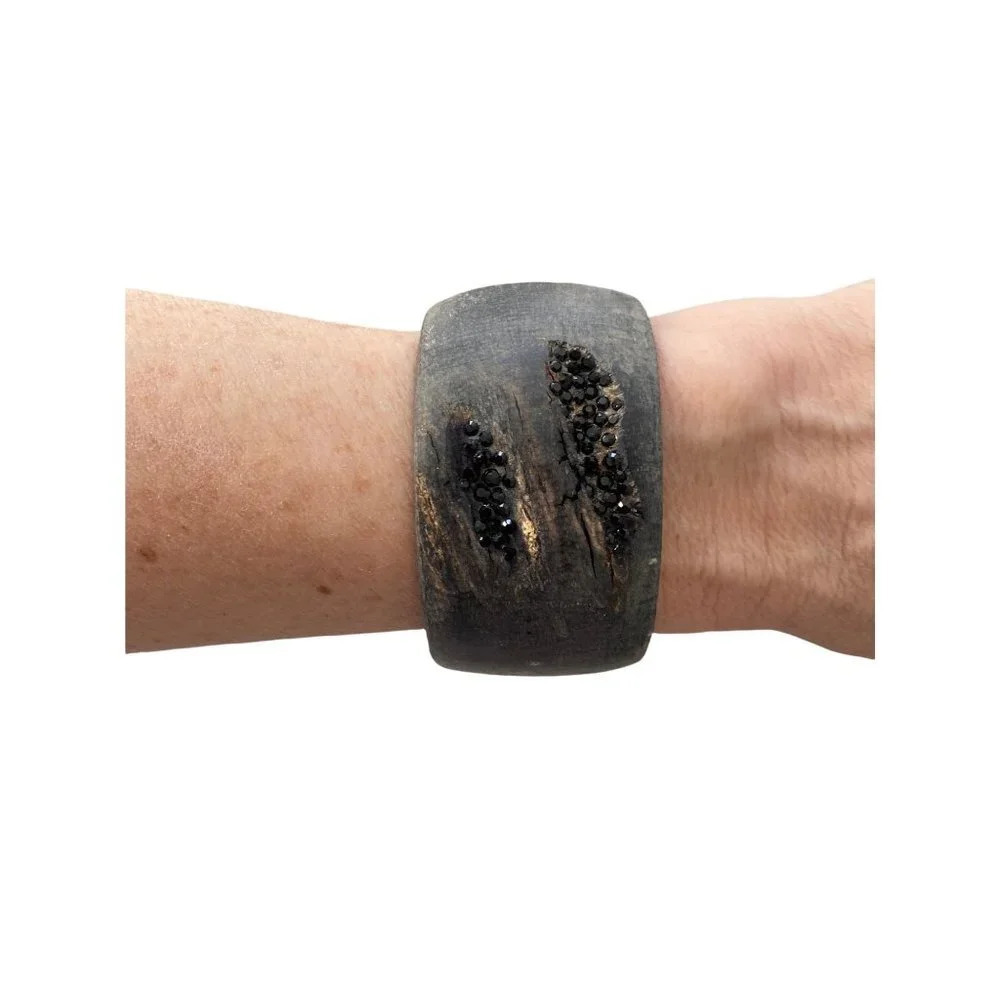 Zeffira Matte Horn Cuff Swarovski Crystal Detail